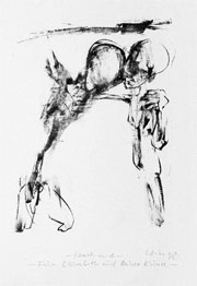 Klaus Hirsch: Halt mich! F�r Elisabeth und Reiner Kunze, Lithographie 2002