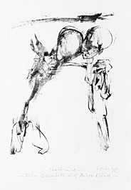 Klaus Hirsch: Halt mich! F�r Elisabeth und Reiner Kunze, Lithographie 2002